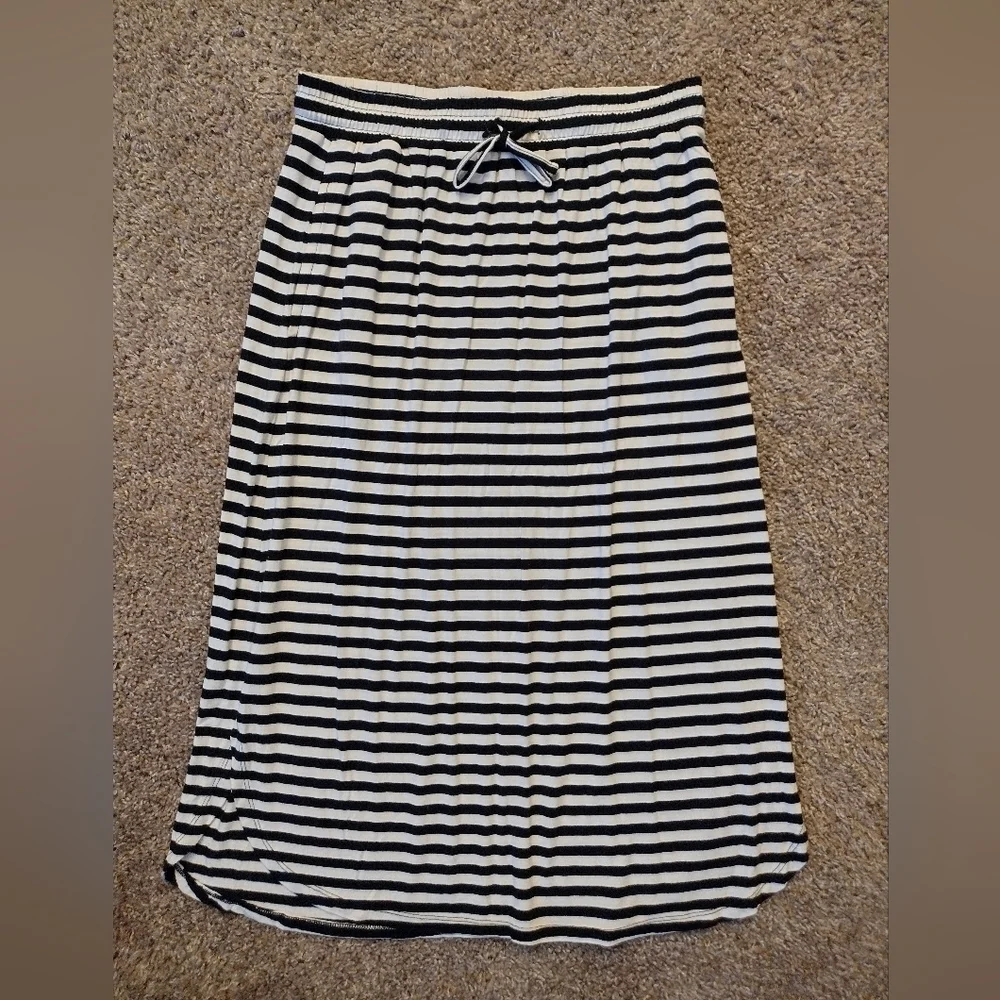 dip Black and White Striped Midi Skirt - Picture 1 of 7